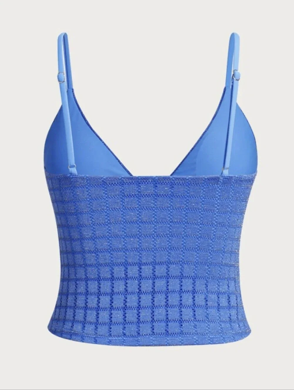 NWT Berlook Blue Mesh Plaid Matching Bikini Set